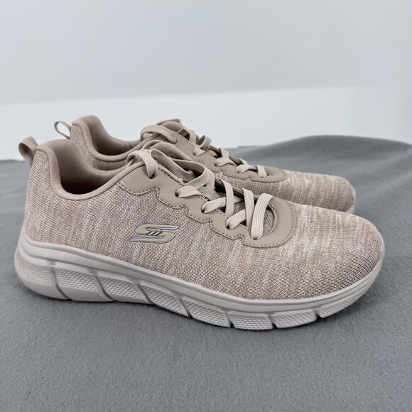 Skechers BOBS Shoes Womens Size 9.5 Taupe Memory Foam Lace Up Walking 117350 - Picture 1 of 12